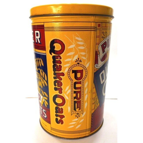 1984 Quaker Rolled White Oats Collectible Tin Canister Vintage 8 inches Tall - Picture 3 of 8